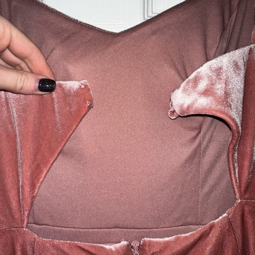 Azazie Velvet Bridesmaid Dress Dusty Rose - Picture 3 of 6